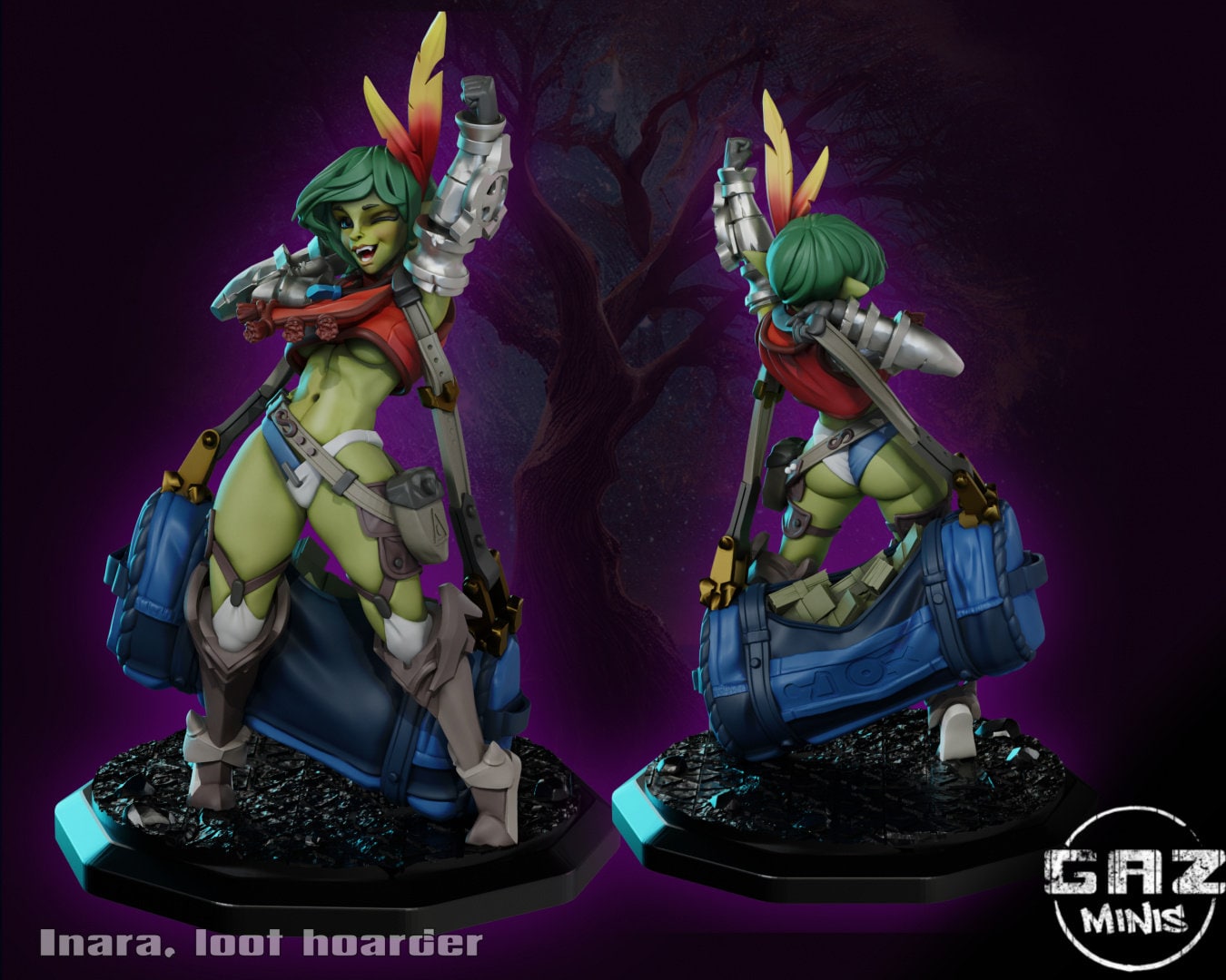 Inara the Loot Hoarder Tabletop Miniature and Variants | Goblin Girls | Gaz Miniatures