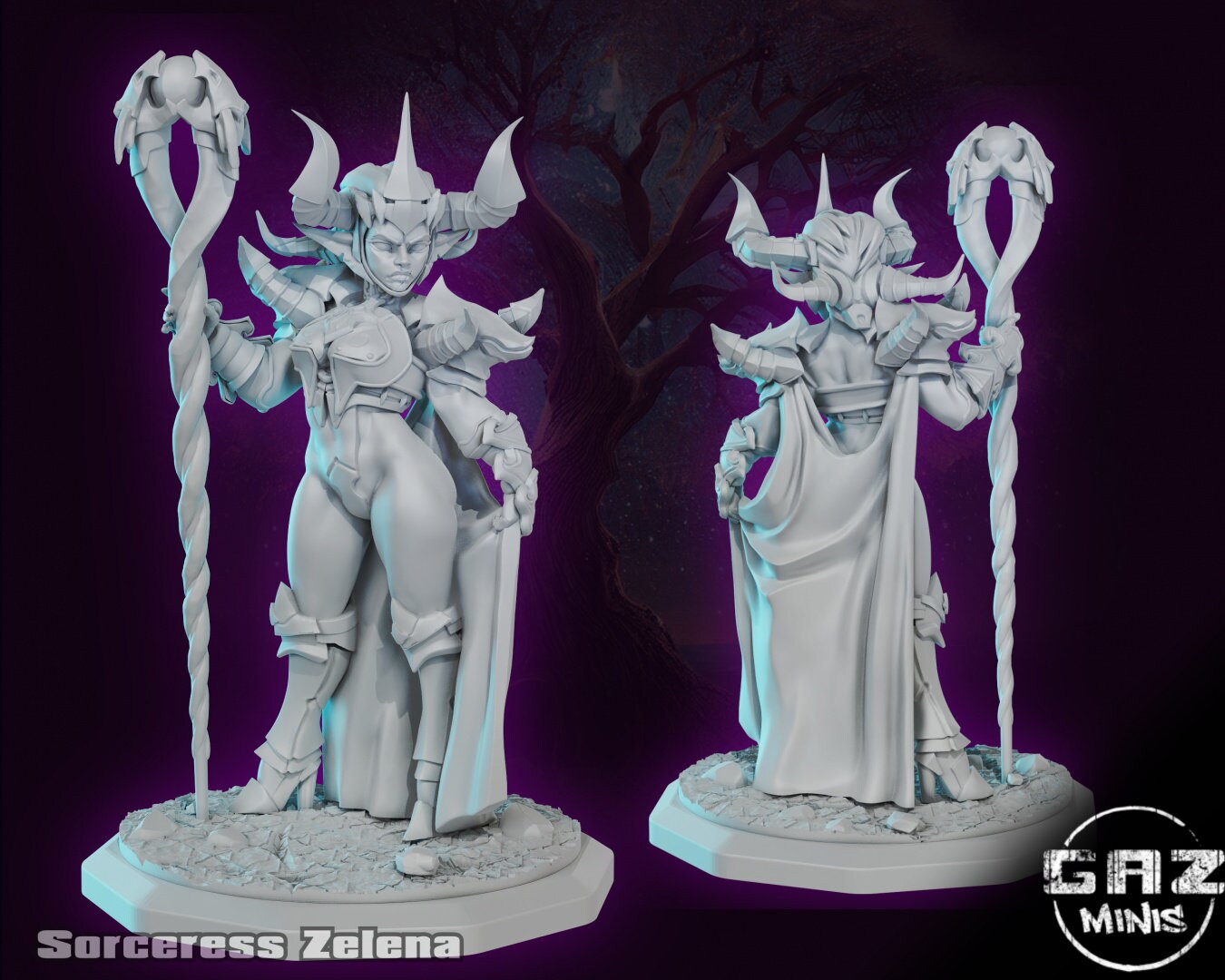 Zelena the Goblin Sorceress Tabletop Miniature and Variants | Goblin Girls | Gaz Miniatures