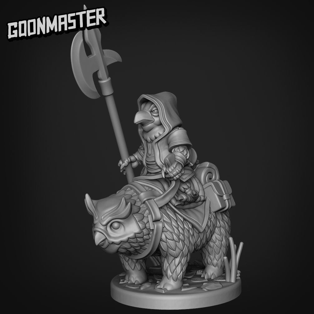 Assassin Crow on Owlbear Mount Resin Miniature Set | Murder Birds | Goon Master Games