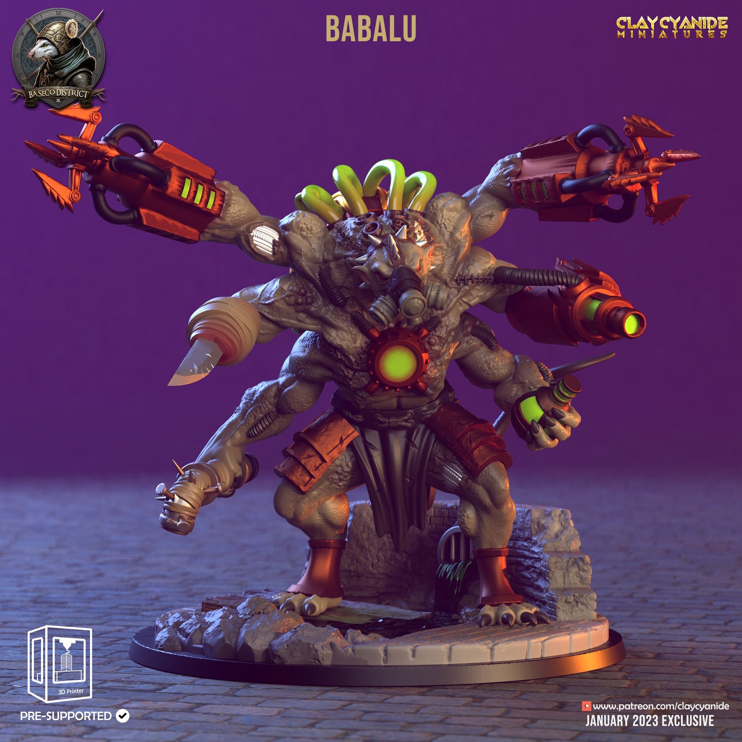 Babalu Cyborg Ratfolk Resin Miniature | Baseco District Series RPG Tabletop | Clay Cyanide Miniatures