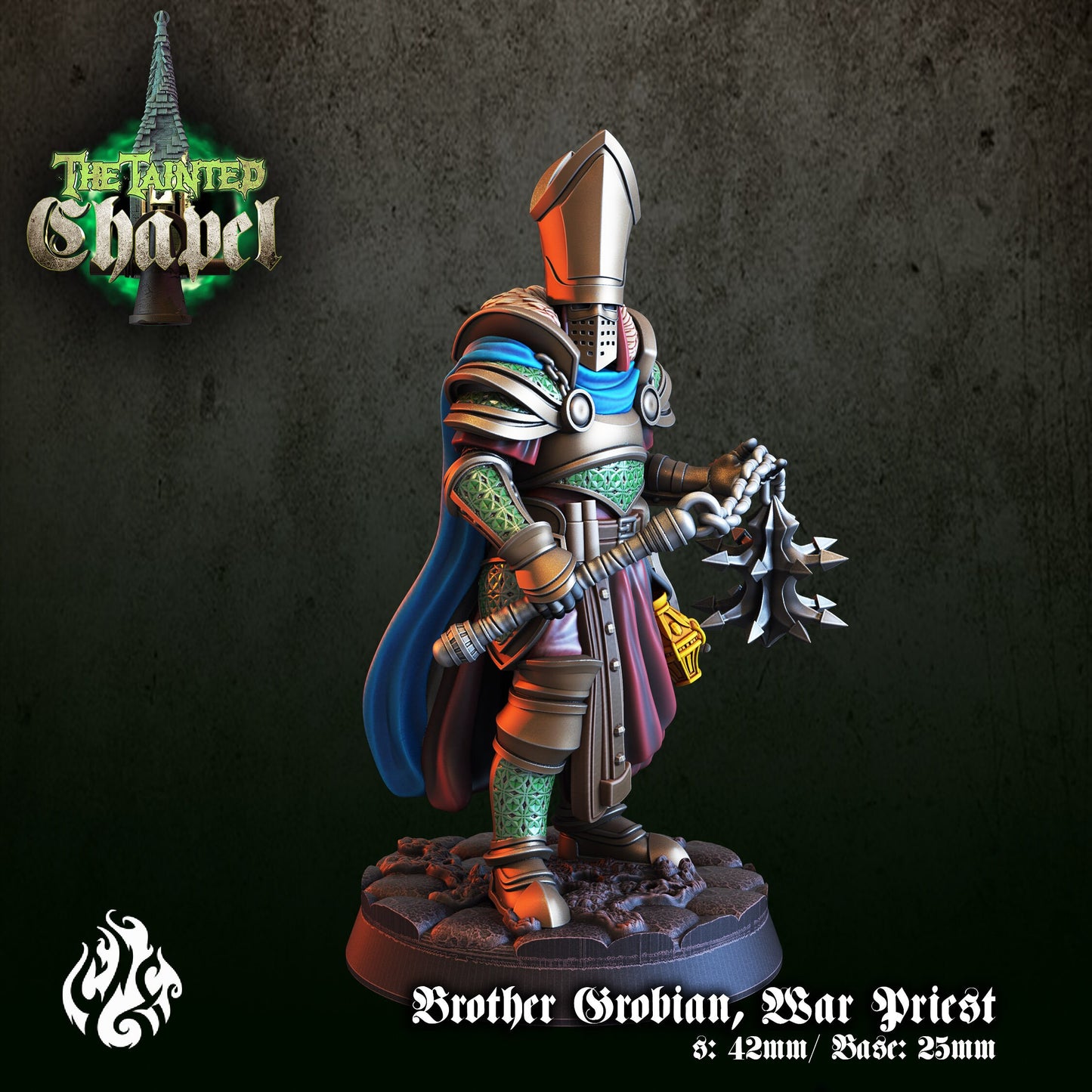 Brother Grobian War Priest Tabletop Miniature | The Tainted Chapel Collection | Crippled God Foundry