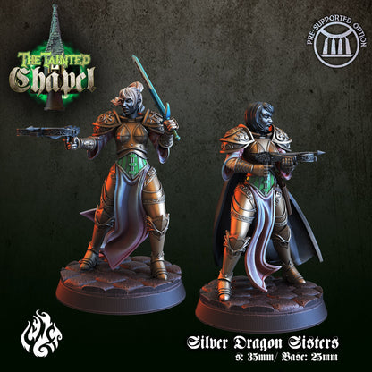 Silver Dragon Sisters Tabletop Miniature Set| The Tainted Chapel Collection | Crippled God Foundry