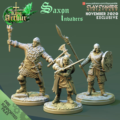 Saxon Invaders Resin Miniature Set | Arthurian Legends Series RPG Tabletop | Clay Cyanide Miniatures