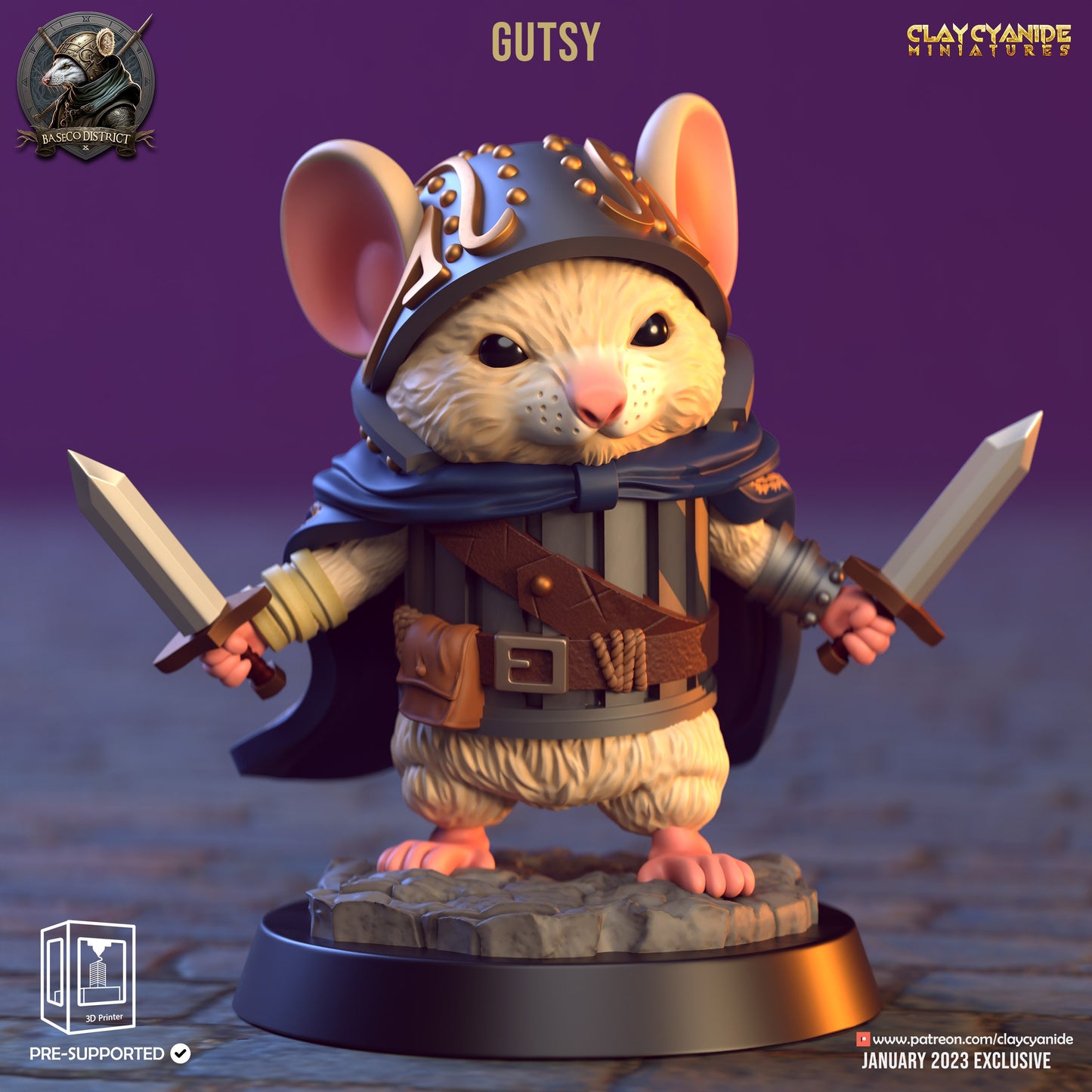 Mini Mice Mouse Knights Resin Miniature Set | Baseco District Series RPG Tabletop | Clay Cyanide Miniatures