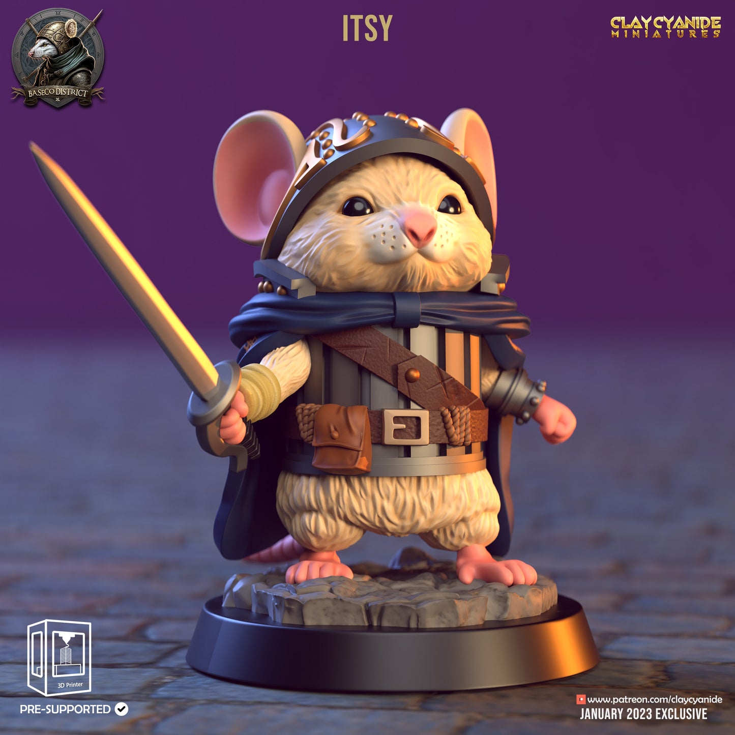 Mini Mice Mouse Knights Resin Miniature Set | Baseco District Series RPG Tabletop | Clay Cyanide Miniatures