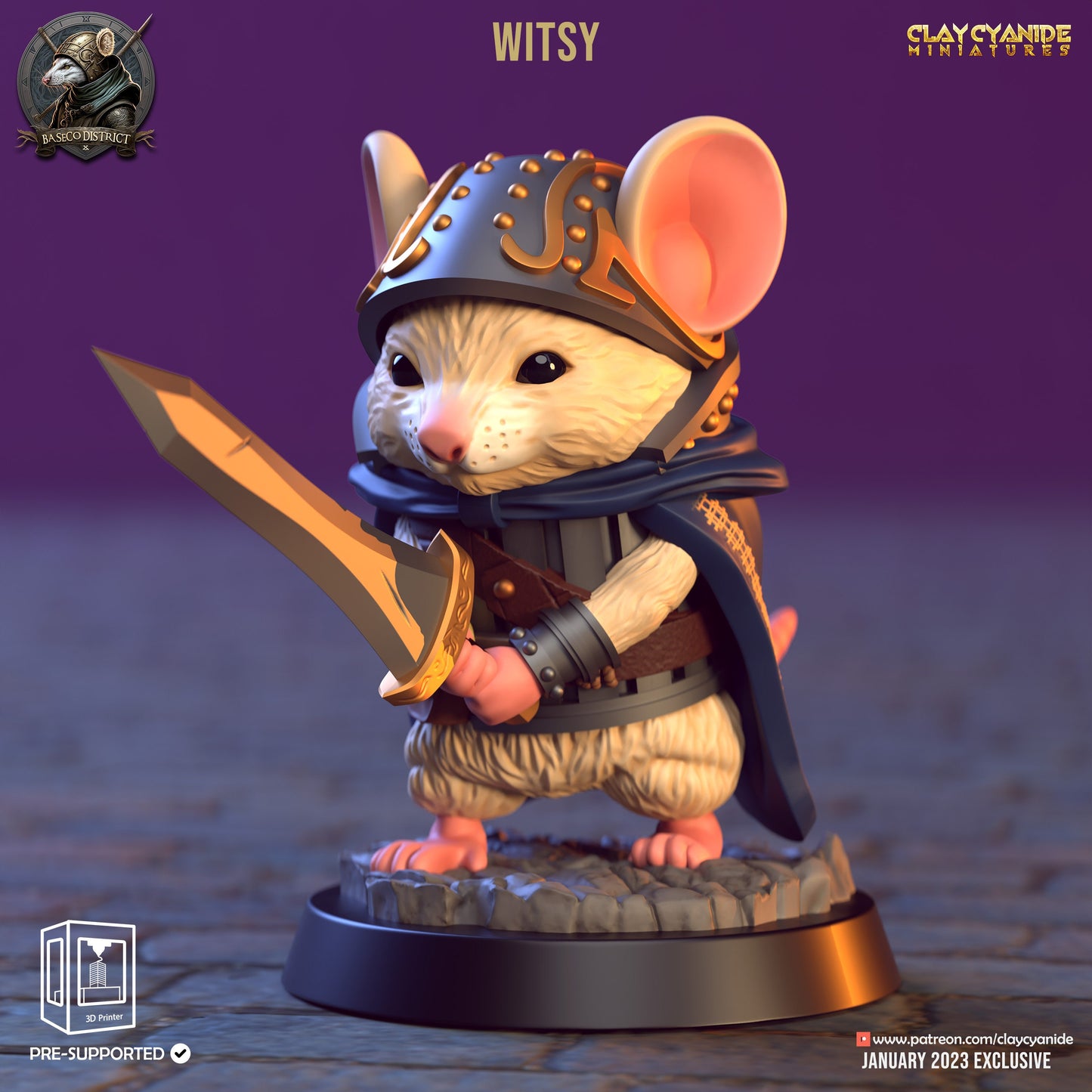 Mini Mice Mouse Knights Resin Miniature Set | Baseco District Series RPG Tabletop | Clay Cyanide Miniatures