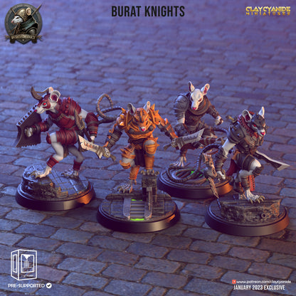 Rat Knights Resin Miniature Set | Baseco District Series RPG Tabletop | Clay Cyanide Miniatures