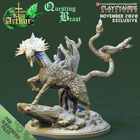 Questing Beast Resin Miniature | Arthurian Legends Series RPG Tabletop | Clay Cyanide Miniatures