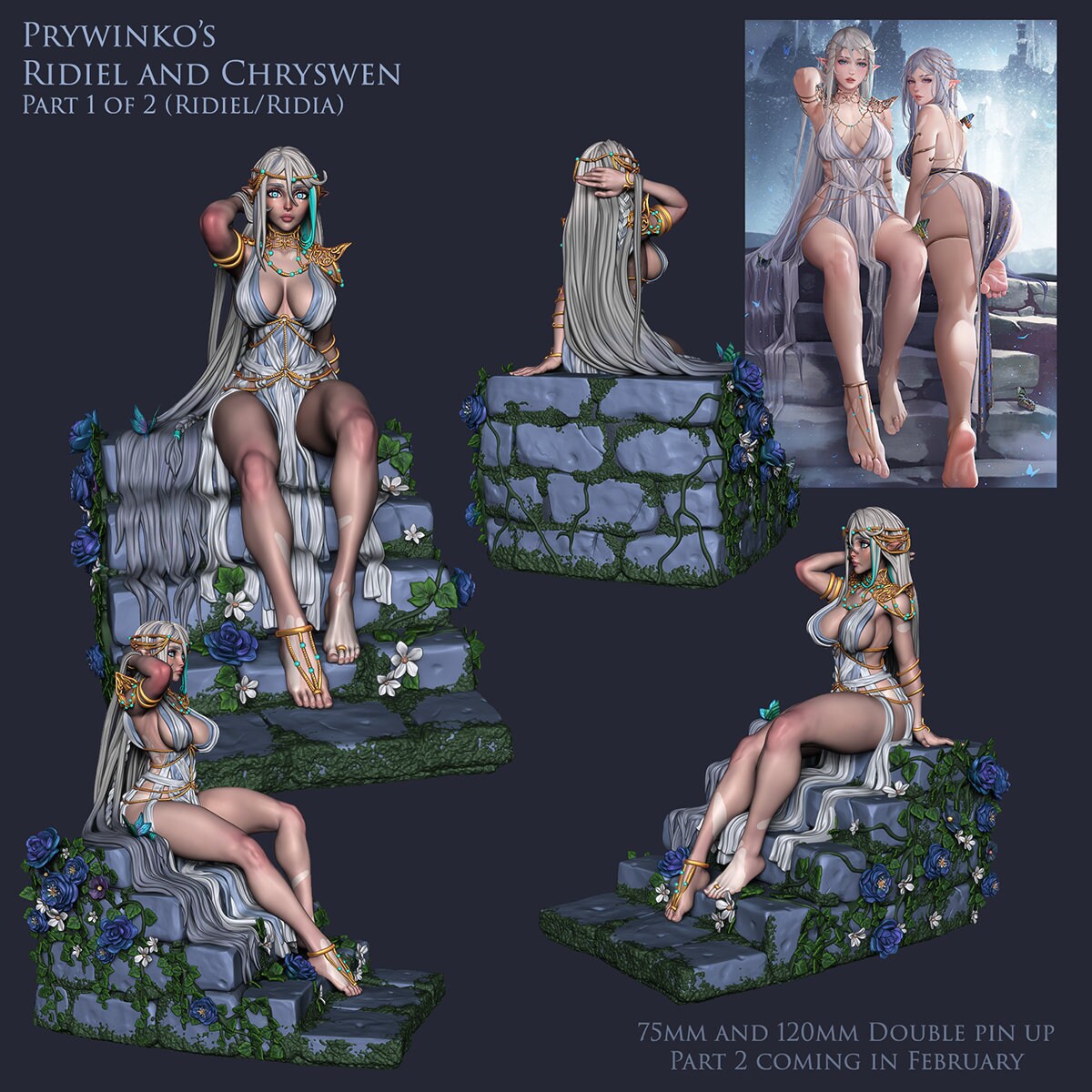 Ridiel Elf Maiden Resin Pin Up Miniature | Ronin Arts Workshop RAW