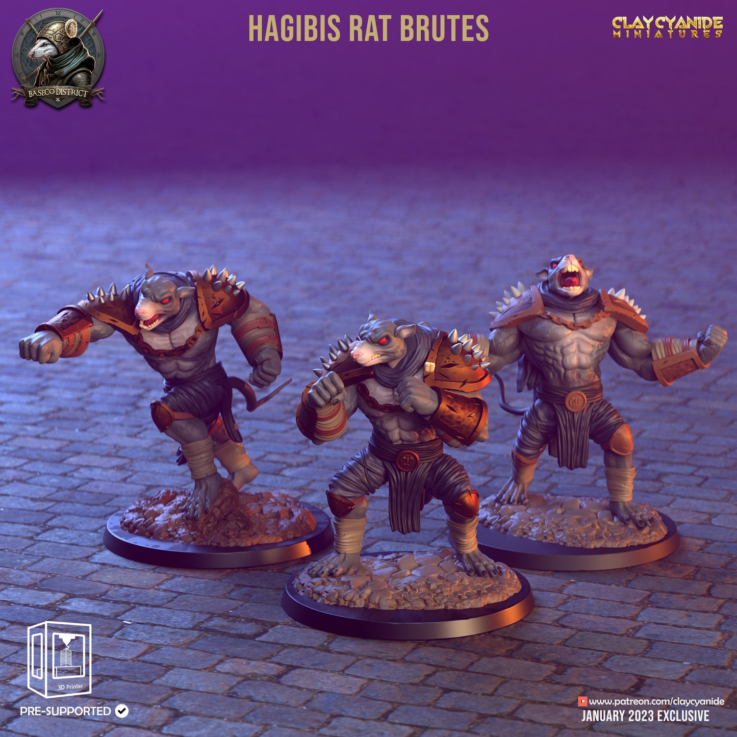 Rat Brutes Resin Miniature Set | Baseco District Series RPG Tabletop | Clay Cyanide Miniatures