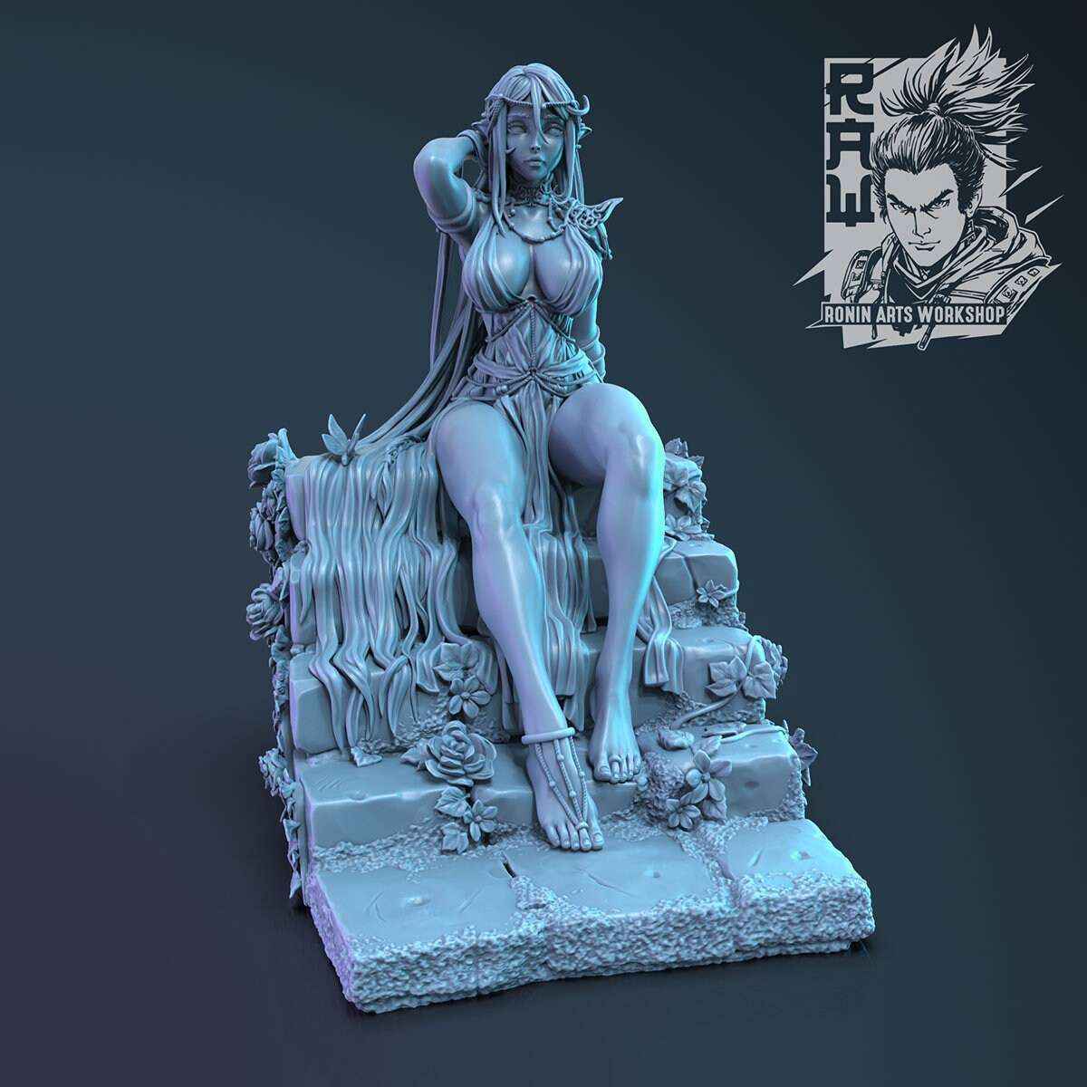 Ridiel Elf Maiden Resin Pin Up Miniature | Ronin Arts Workshop RAW