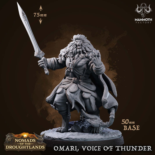 Omari Voice of Thunder Lion Folk Tabletop Miniature | Nomads of the Droughtlands Collection | Mammoth Factory