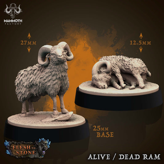 Sheep / Dead Sheep Tabletop Miniature Set | Flesh to Stone Collection | Mammoth Factory