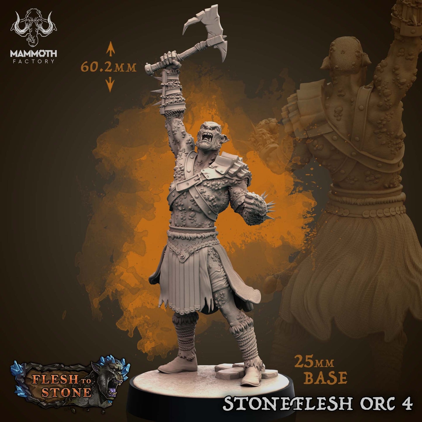 Stoneflesh Orcs Tabletop Miniature Set | Flesh to Stone Collection | Mammoth Factory