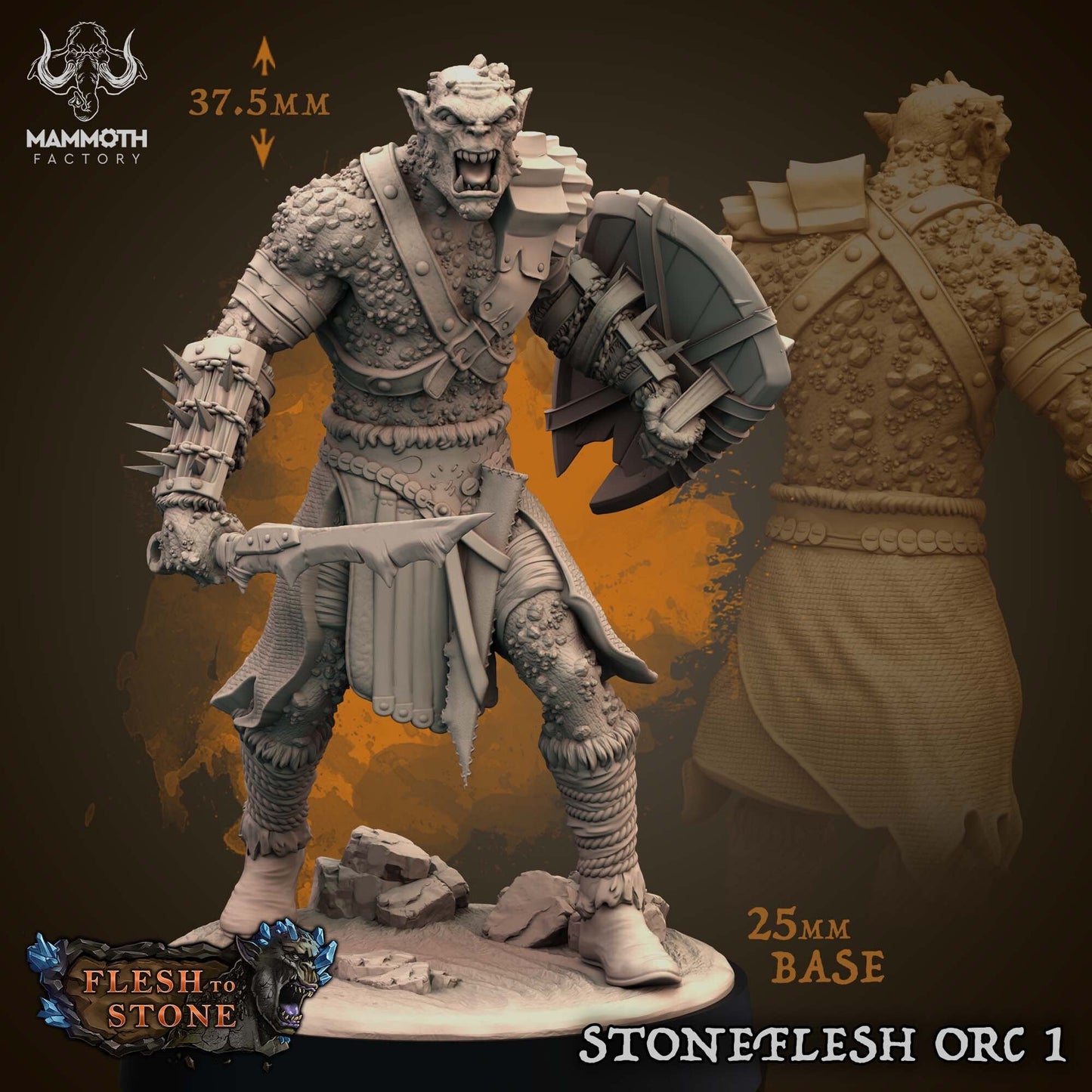 Stoneflesh Orcs Tabletop Miniature Set | Flesh to Stone Collection | Mammoth Factory