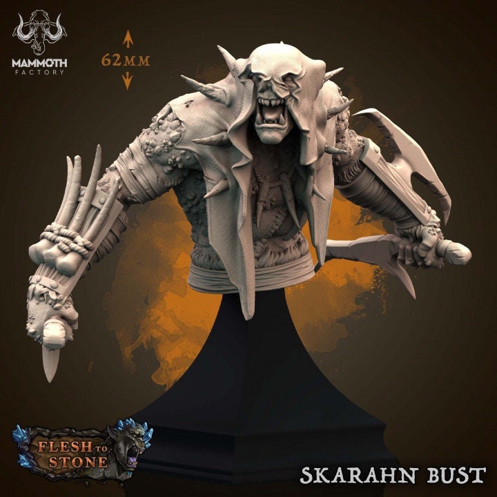 Skarahn Orc Chieftan Bust | Flesh to Stone Collection | Mammoth Factory