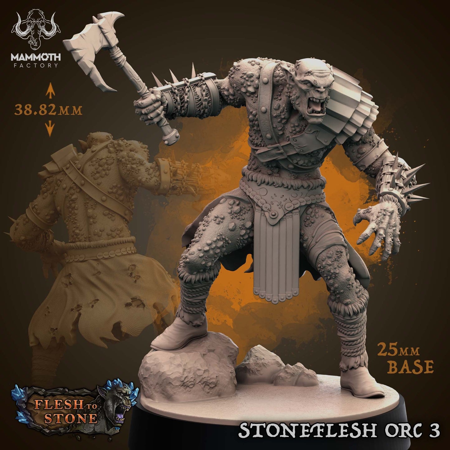 Stoneflesh Orcs Tabletop Miniature Set | Flesh to Stone Collection | Mammoth Factory