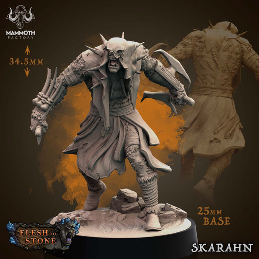 Skarahn Orc Chieftan Tabletop Miniature | Flesh to Stone Collection | Mammoth Factory