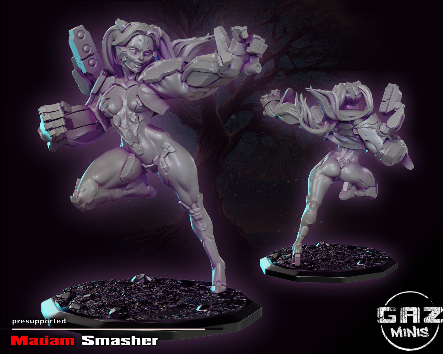 Madame Smasher Cyborg Tabletop Miniature and Variants | Law of the Lawless | Gaz Miniatures