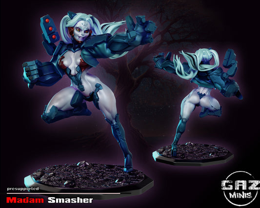 Madame Smasher Cyborg Tabletop Miniature and Variants | Law of the Lawless | Gaz Miniatures