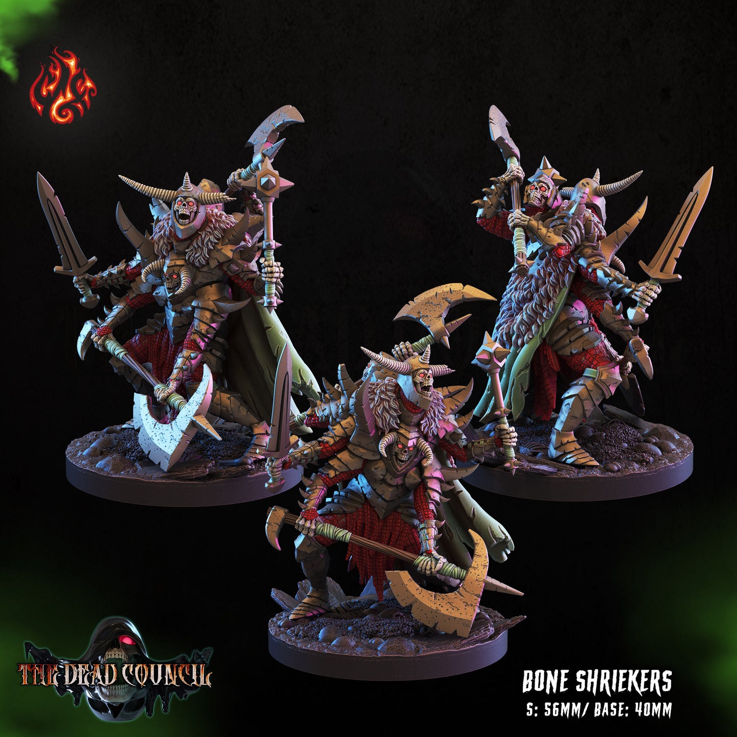 Bone Shriekers Tabletop RPG Miniature Set | The Dead Council Collection | Crippled God Foundry