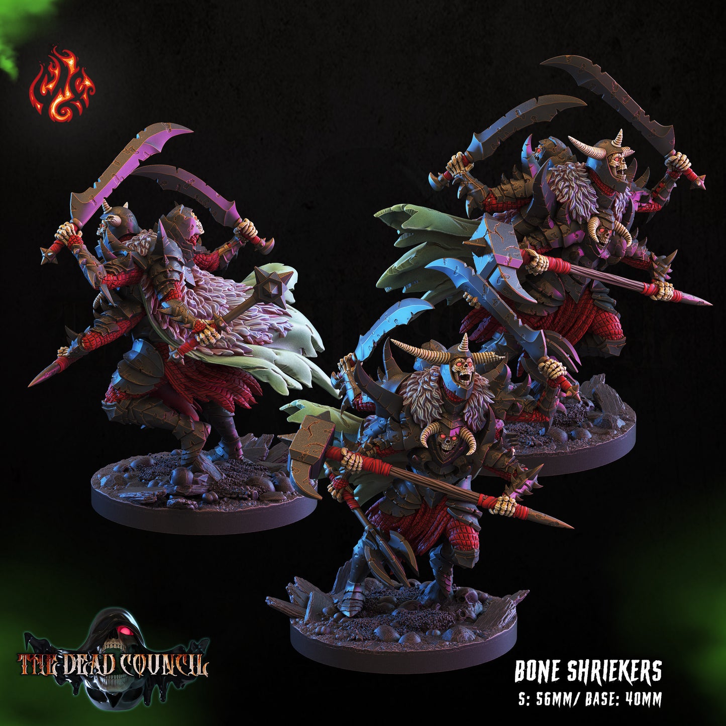 Bone Shriekers Tabletop RPG Miniature Set | The Dead Council Collection | Crippled God Foundry