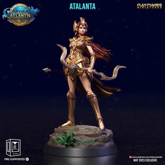 Atalanta Resin Miniature | Chronicles of Atlantis Series RPG Tabletop Miniatures | Clay Cyanide Miniatures