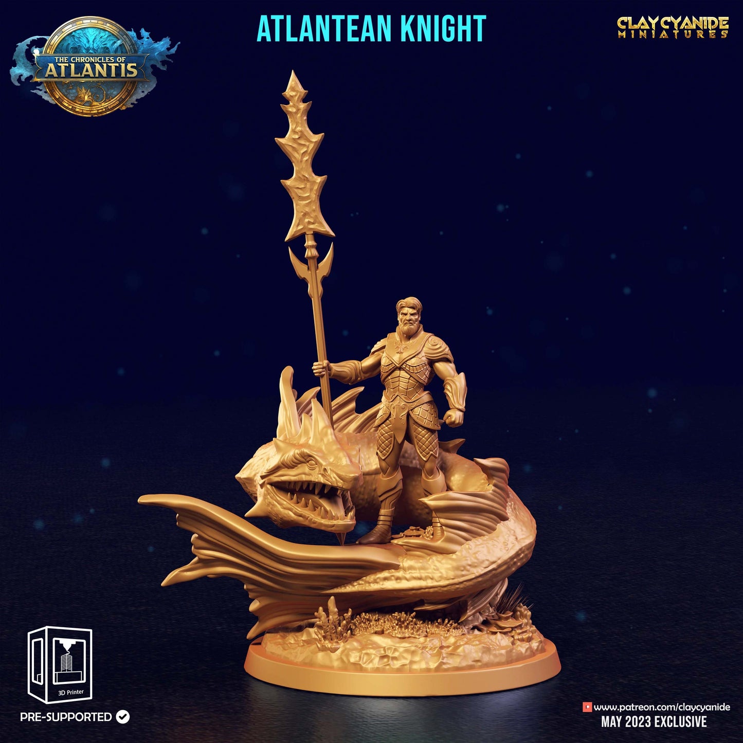 Atlantean Knights Resin Miniature Set | Chronicles of Atlantis Series RPG Tabletop Miniatures | Clay Cyanide Miniatures