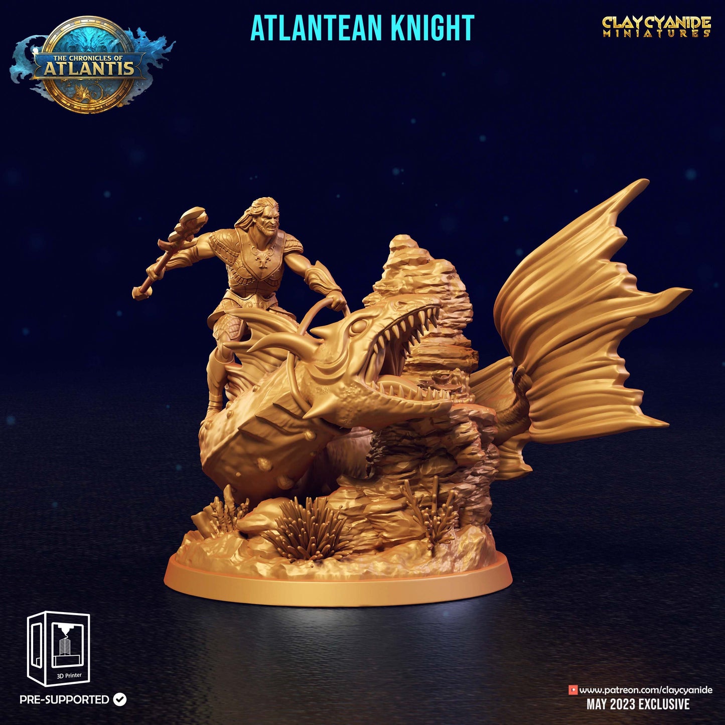 Atlantean Knights Resin Miniature Set | Chronicles of Atlantis Series RPG Tabletop Miniatures | Clay Cyanide Miniatures