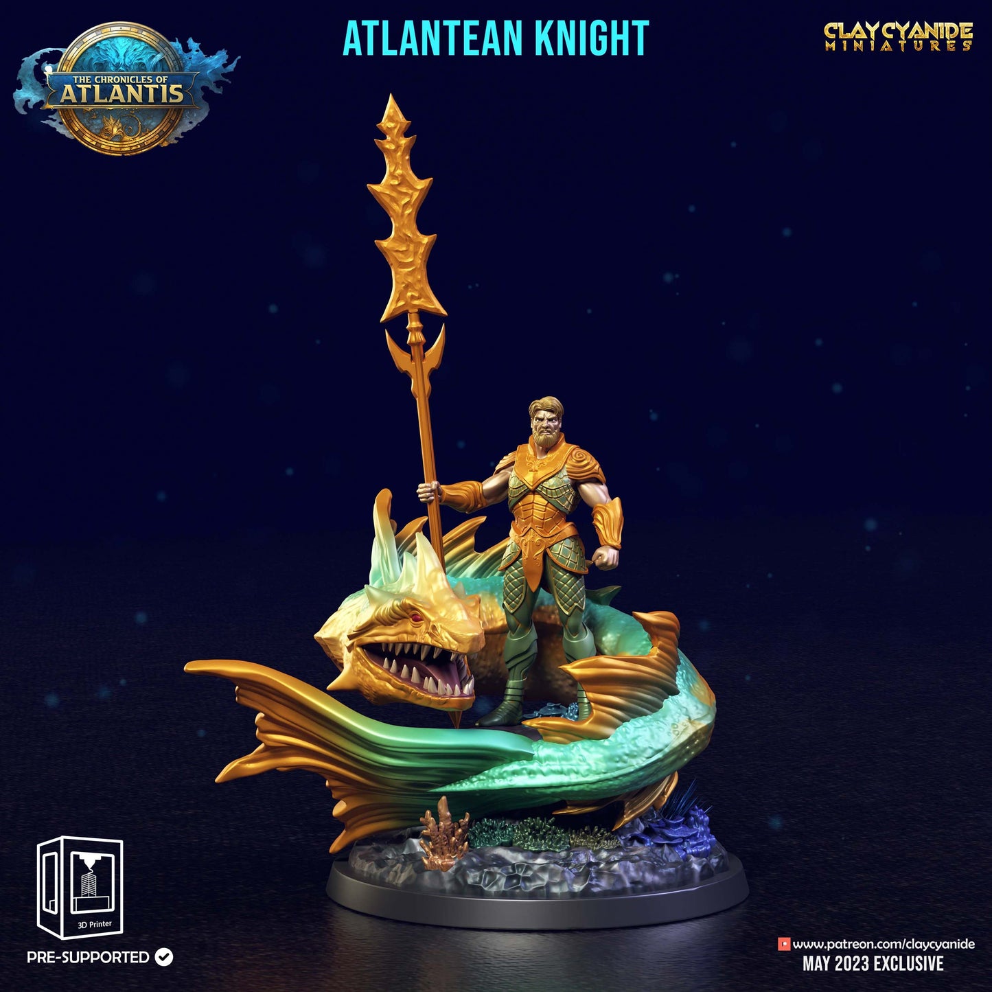 Atlantean Knights Resin Miniature Set | Chronicles of Atlantis Series RPG Tabletop Miniatures | Clay Cyanide Miniatures