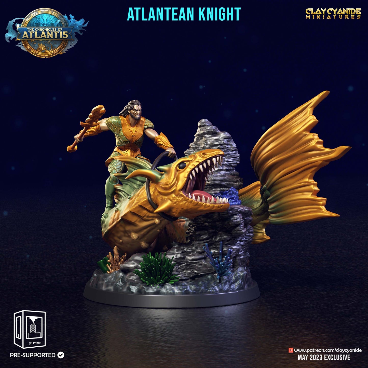 Atlantean Knights Resin Miniature Set | Chronicles of Atlantis Series RPG Tabletop Miniatures | Clay Cyanide Miniatures