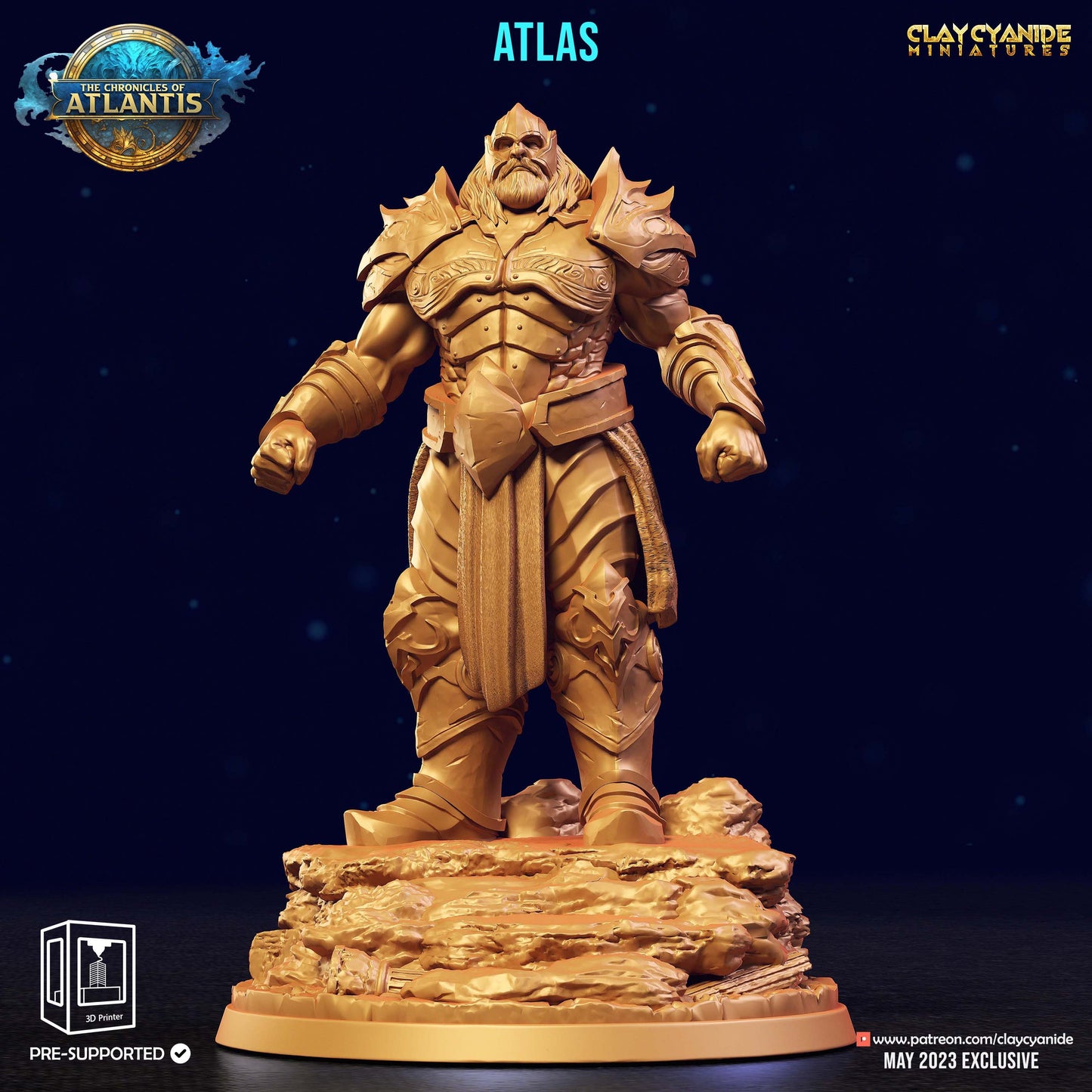 Atlas Armored Giant Resin Miniature | Chronicles of Atlantis Series RPG Tabletop Miniatures | Clay Cyanide Miniatures