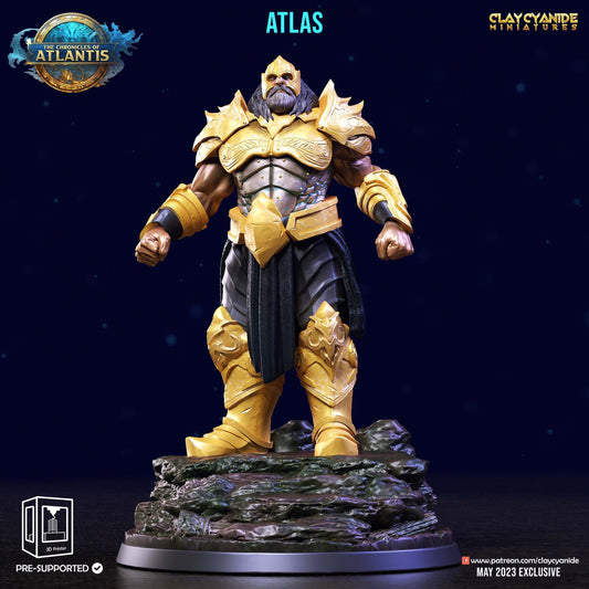 Atlas Armored Giant Resin Miniature | Chronicles of Atlantis Series RPG Tabletop Miniatures | Clay Cyanide Miniatures