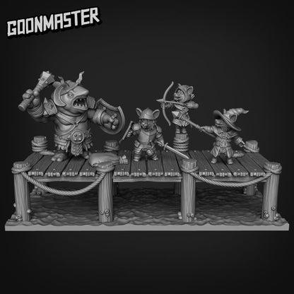 Corgi Warriors Pier Diorama Resin Miniature Set | Corgi Collective | Goon Master Games