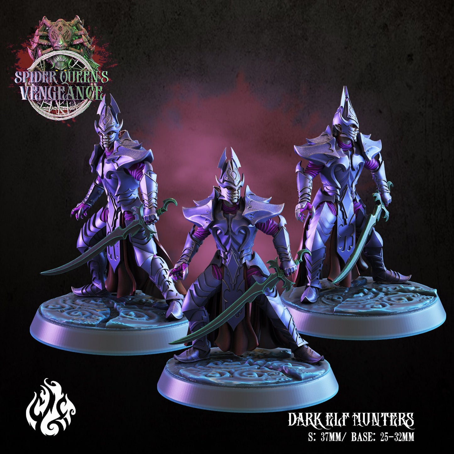 Dark Elf Hunters Tabletop RPG Miniature Set | Spider Queen's Vengeance Collection | Crippled God Foundry