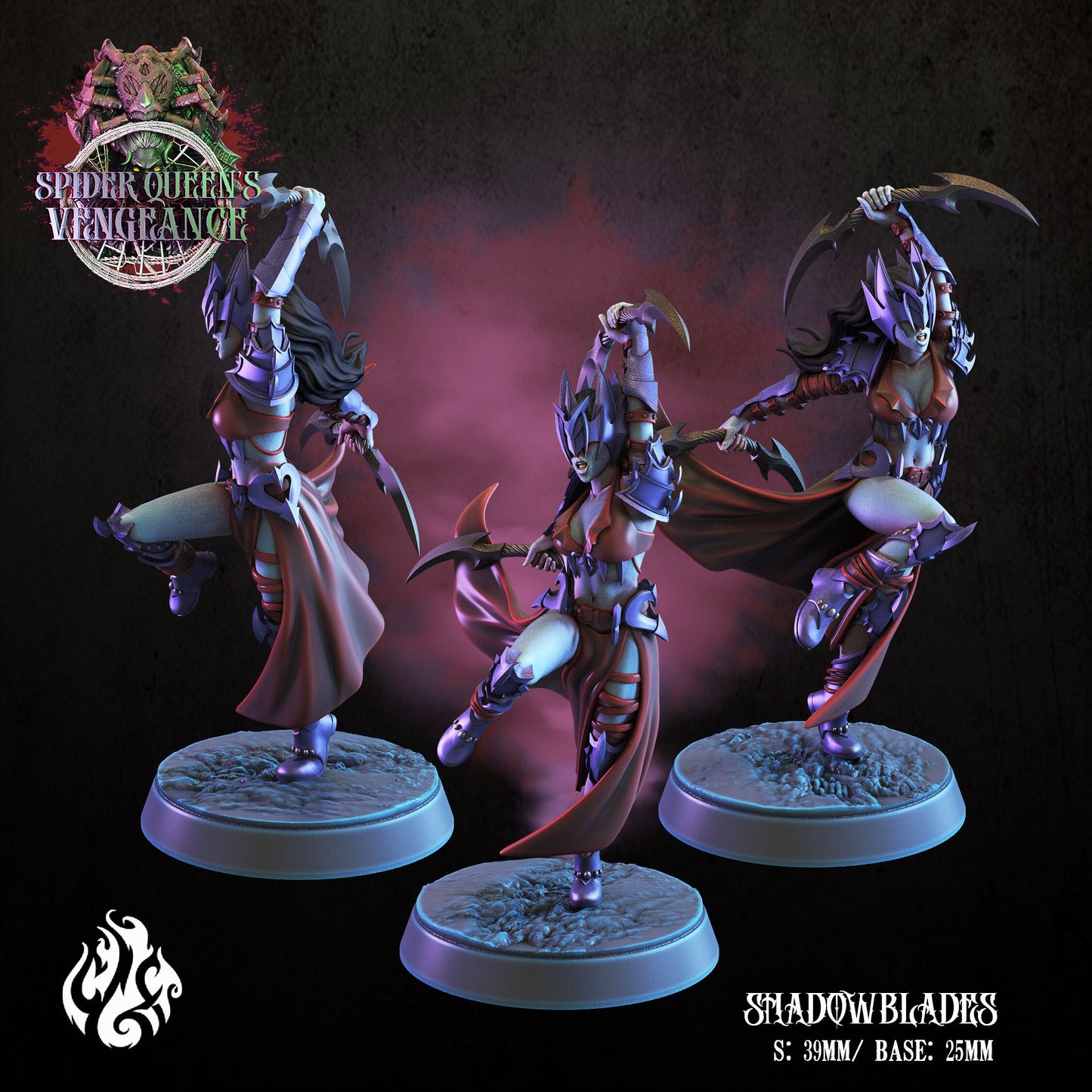 Dark Elf Shadowblades Tabletop RPG Miniature Set | Spider Queen's Vengeance Collection | Crippled God Foundry