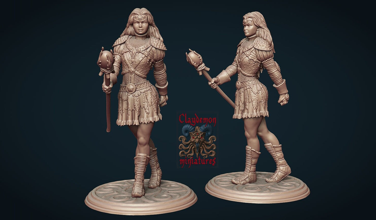 Carynne the Wandering Wizard Tabletop Miniature | Claydemon Miniatures