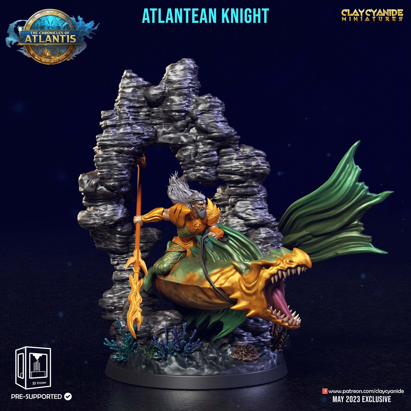 Atlantean Knights Resin Miniature Set | Chronicles of Atlantis Series RPG Tabletop Miniatures | Clay Cyanide Miniatures