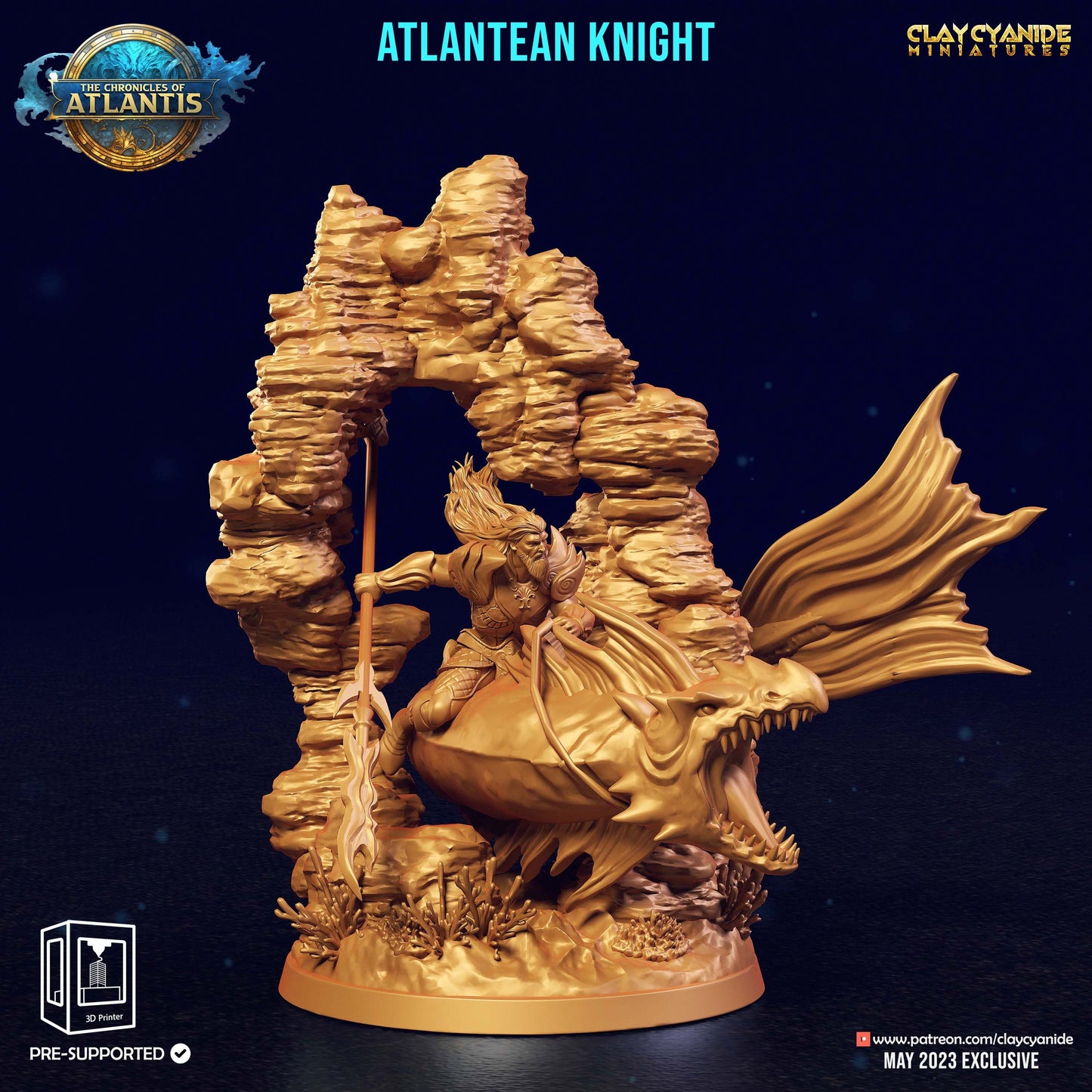 Atlantean Knights Resin Miniature Set | Chronicles of Atlantis Series RPG Tabletop Miniatures | Clay Cyanide Miniatures