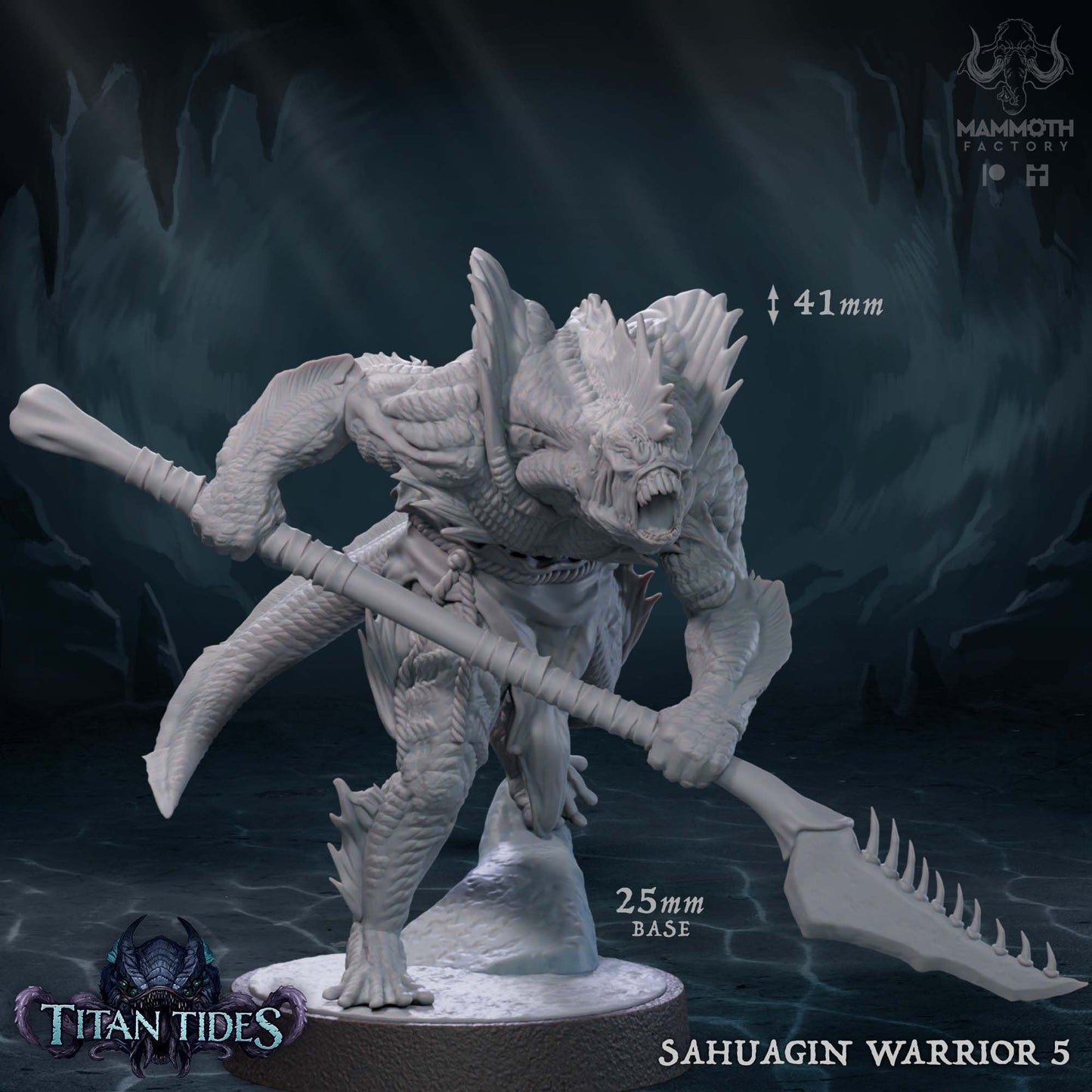 Sahaugin Warriors Tabletop Miniature Set | Titan Tides Collection | Mammoth Factory