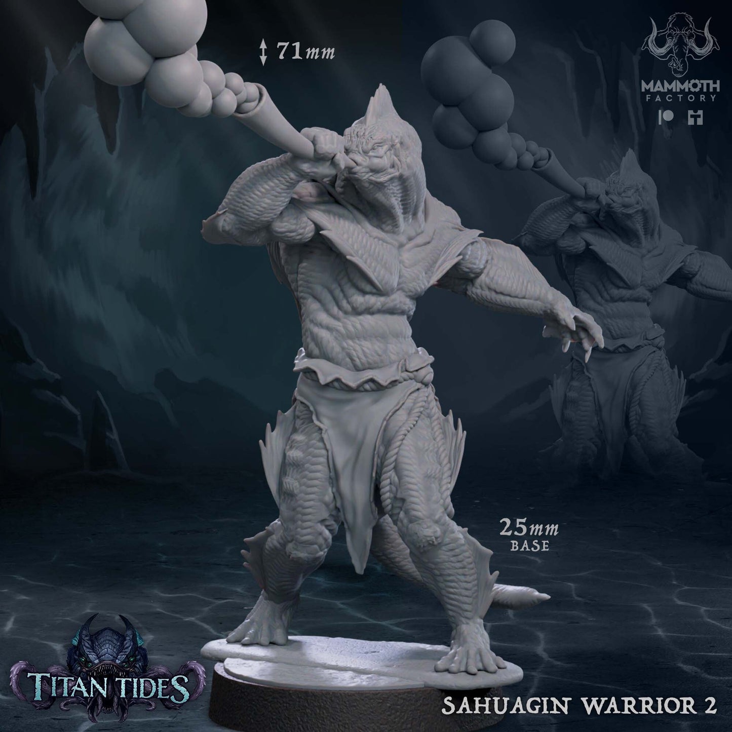 Sahaugin Warriors Tabletop Miniature Set | Titan Tides Collection | Mammoth Factory