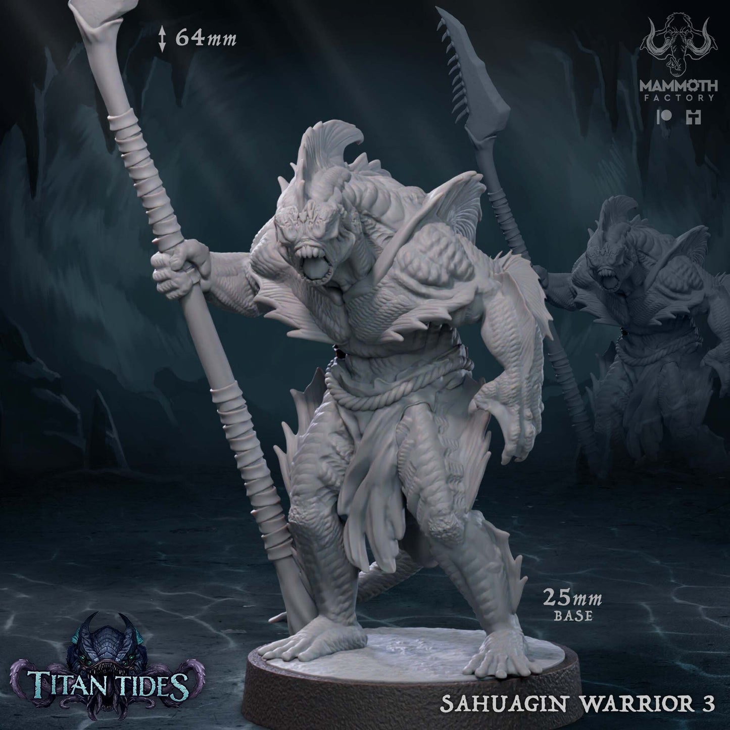 Sahaugin Warriors Tabletop Miniature Set | Titan Tides Collection | Mammoth Factory