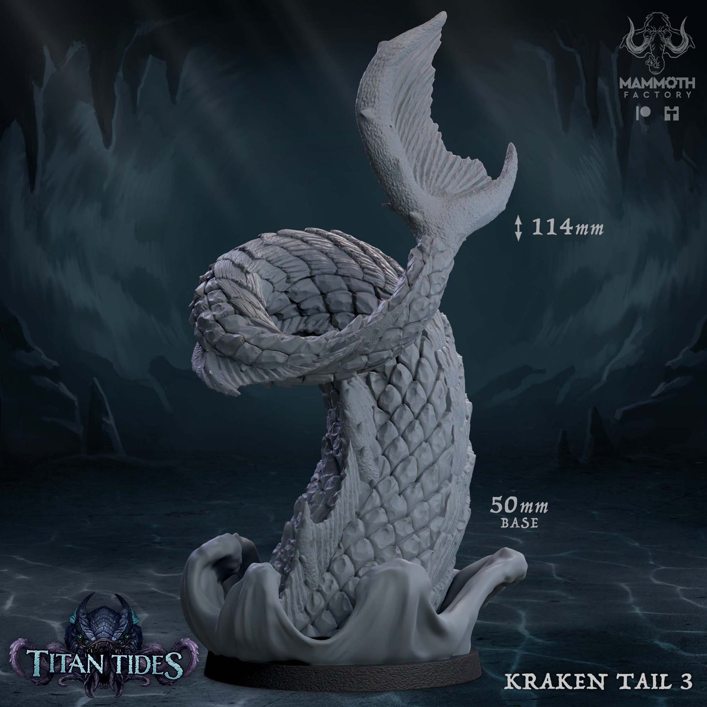 Storm Titan Kraken Sea Serpent Tabletop Miniature set | Titan Tides Collection | Mammoth Factory