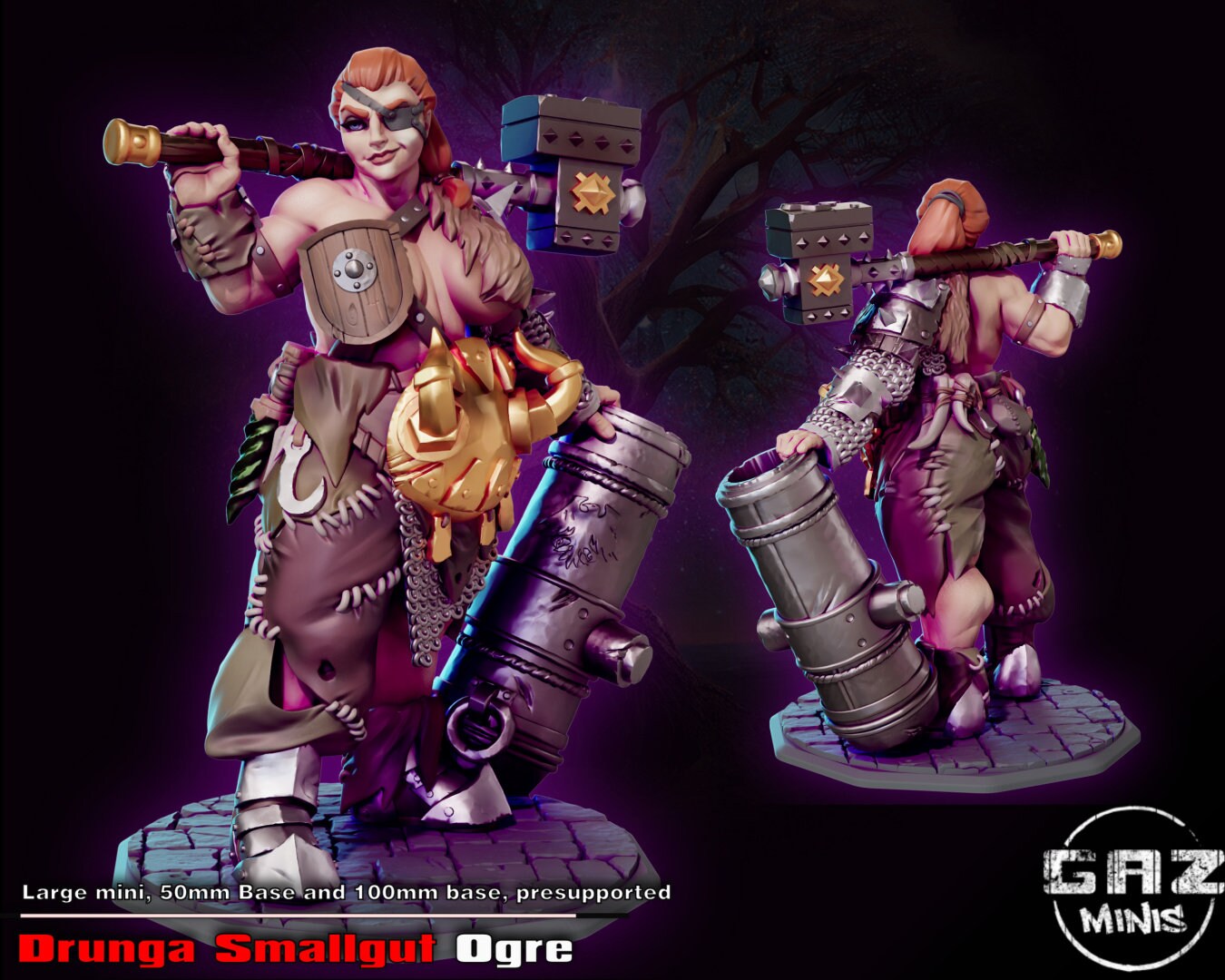 Drunga Smallgut Female Ogre / Barbarian Tabletop Miniature | Mayhem | Gaz Miniatures