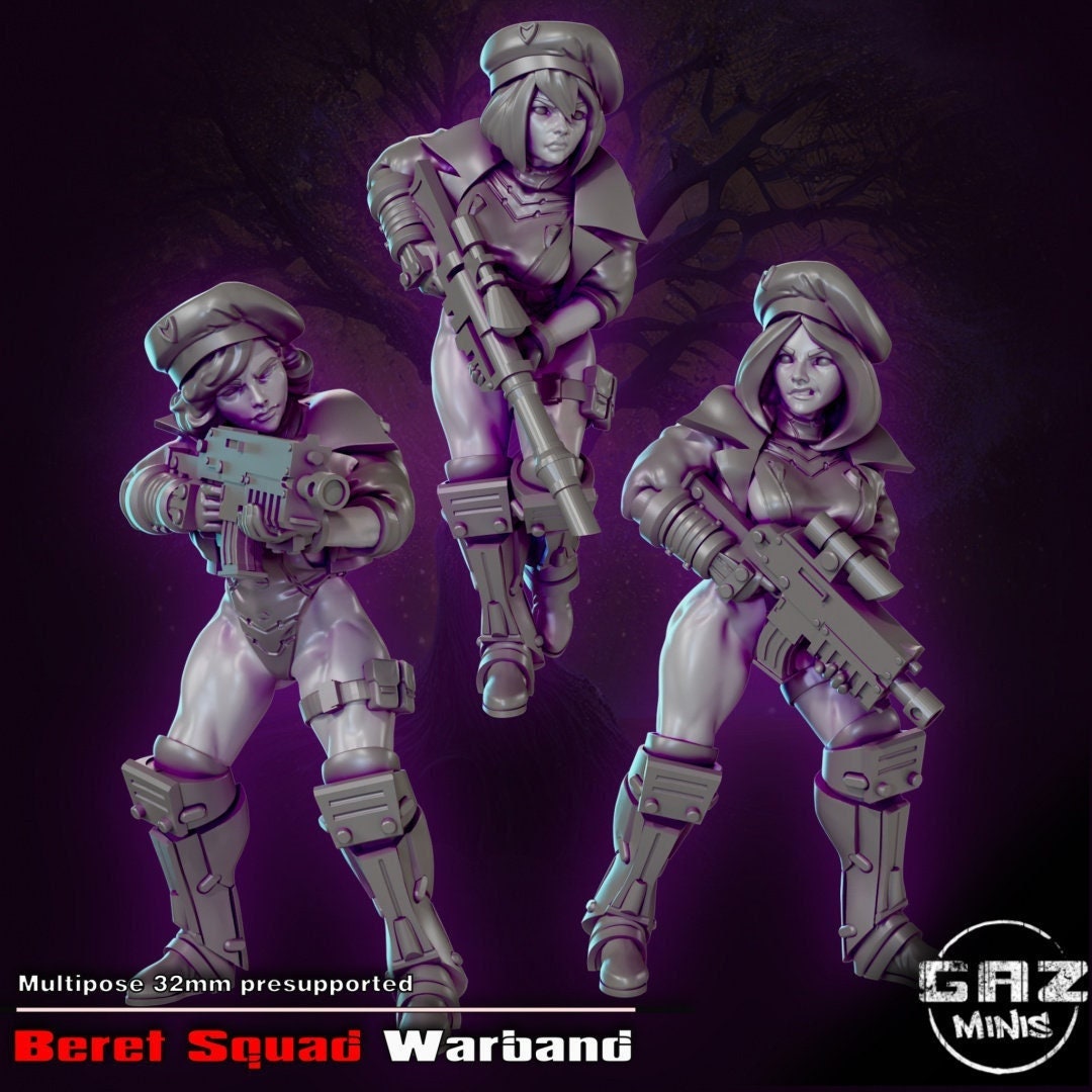 Beret Squad Female Warband Tabletop Miniature | Mayhem | Gaz Miniatures