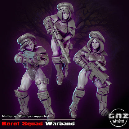 Beret Squad Female Warband Tabletop Miniature | Mayhem | Gaz Miniatures