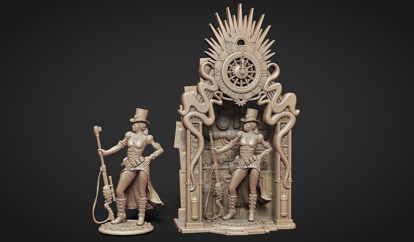 Aria the Sniper Steampunk Tabletop Miniature | Claydemon Miniatures