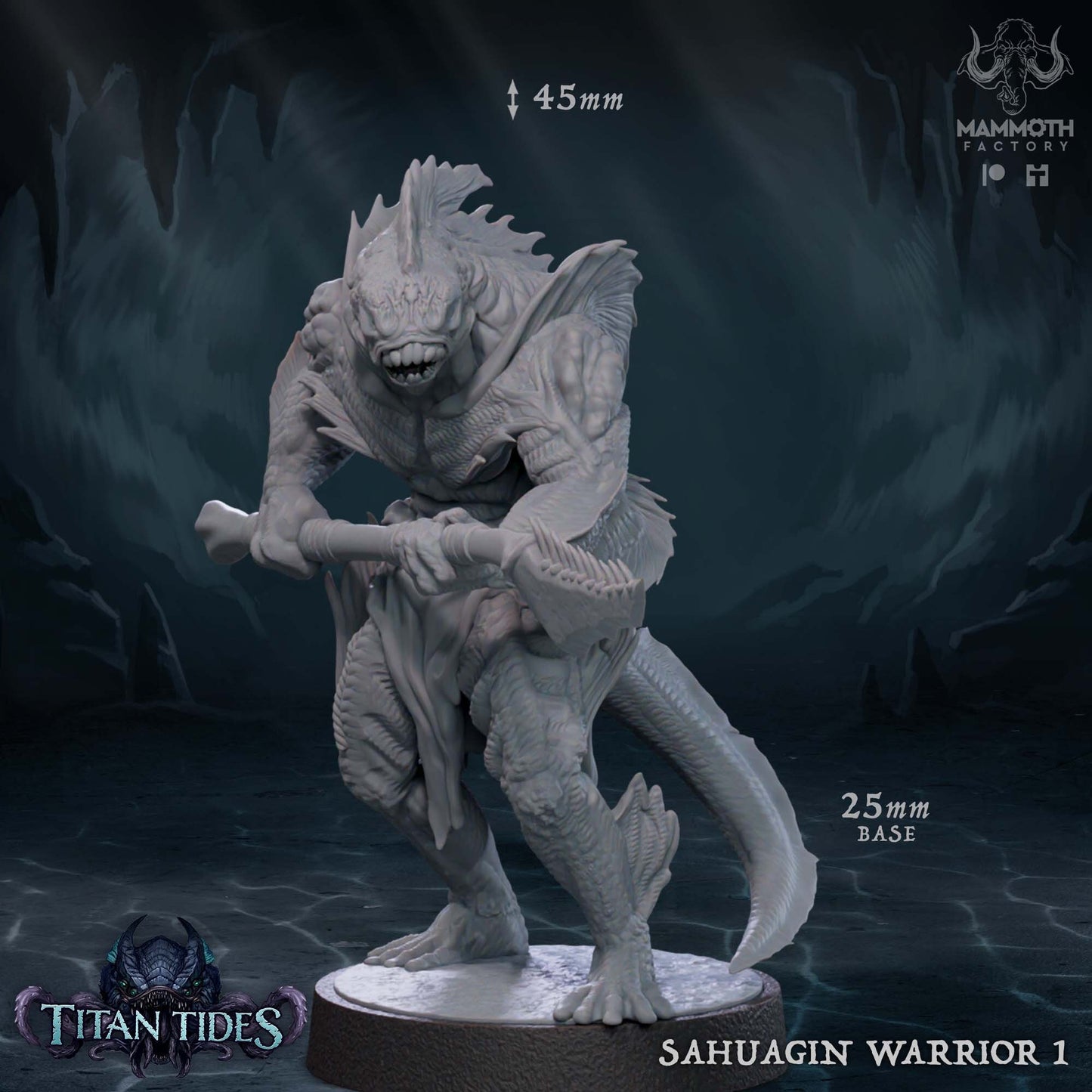 Sahaugin Warriors Tabletop Miniature Set | Titan Tides Collection | Mammoth Factory