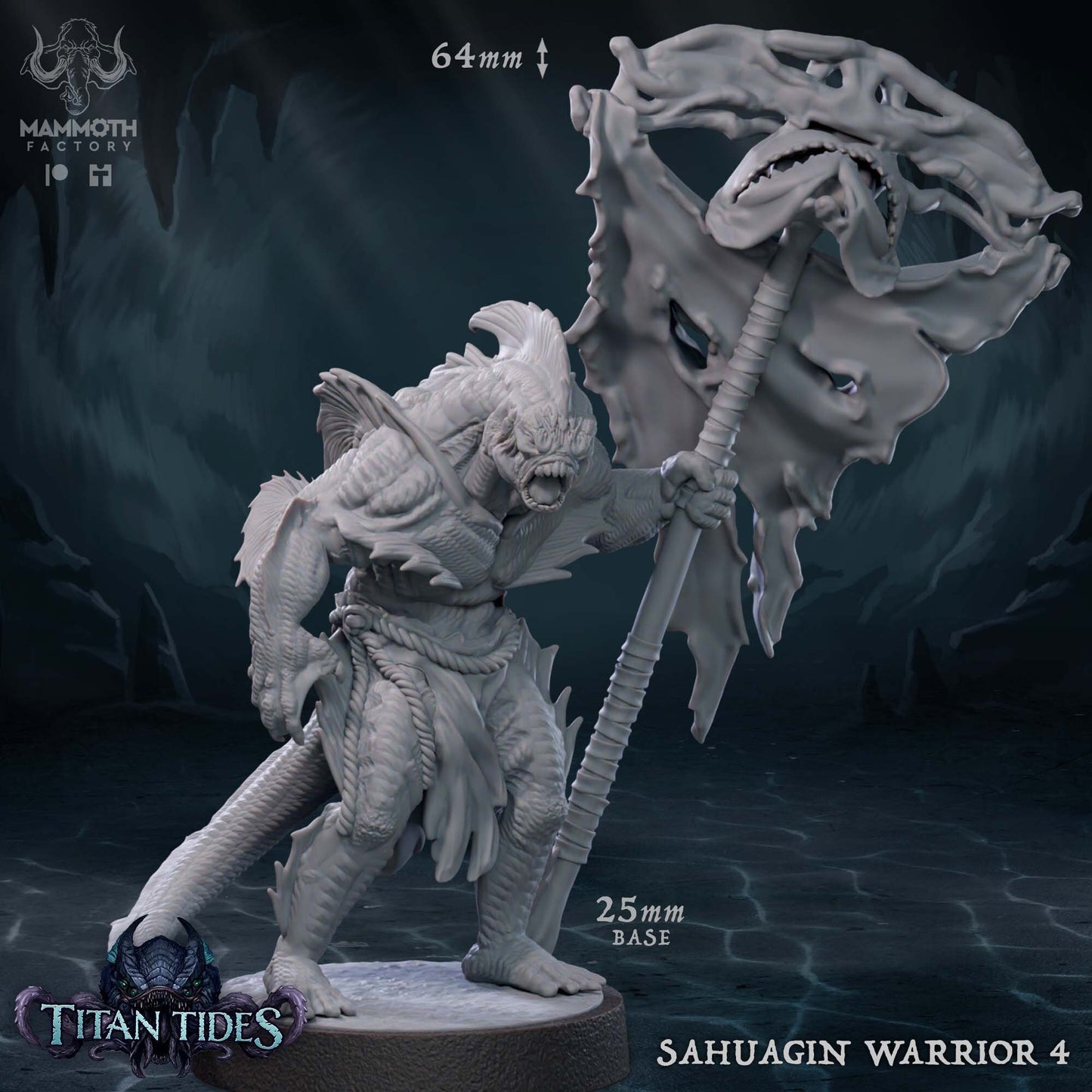 Sahaugin Warriors Tabletop Miniature Set | Titan Tides Collection | Mammoth Factory