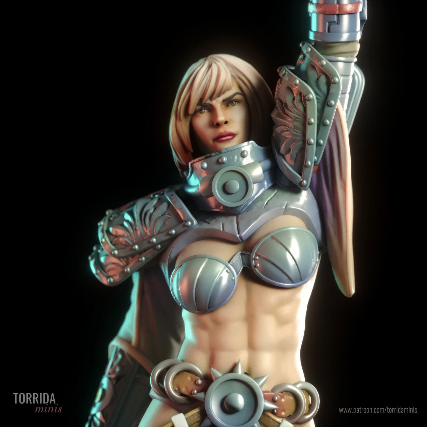 Armored Sci Fi Warrior Woman Pin Up Statue & Miniature | Torrida Minis